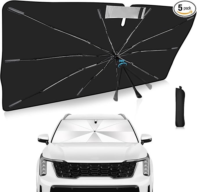 2025 Upgrade Windshield Sun Shade Umbrella Custom Fit for Kia Sorento 2021-2025 Foldable UV Protection Car Cover, Emergency Rain Shield & Dashboard Protector - Durable Auto Accessory