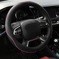Rueesh Microfiber Leather Steering Wheel Cover Anti-Slip Matte Finish Auto Car Wheel Cover Universal 15 Inch Wheel Cover for Car Embossing Pattern (Pink Line)