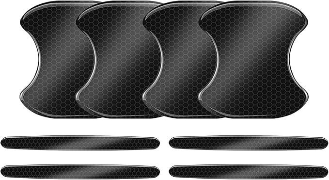 Car Door Handle Scratch Protectors Edge Guards, Reflective Anti-Scratch Door Bowl Handle Stickers Universal for Cars SUVs Trucks Doors Entry Guard Automotive Exterior Accessories (Black, 8PCS)