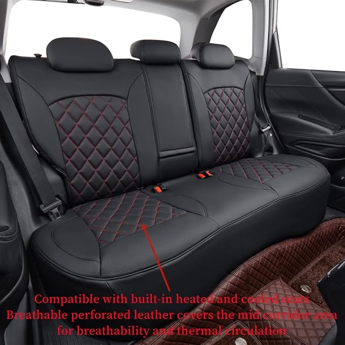 coverdream Legacy Seat Covers Custom Fit for 2020-2024 2025 Subaru Legacy,Full Coverage,Airbag Compatible, Waterproof Leather Car Seat Protector (Full Set,Black/Red)