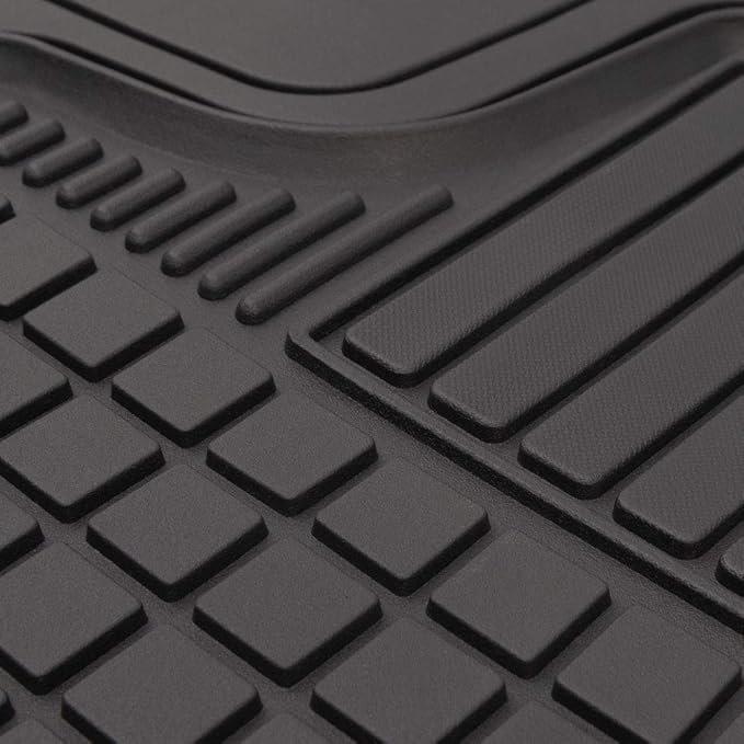 Motor Trend 3-Piece FlexGrid Rubber Floor Mats Pre-Trimmed for Honda CR-V Toyota RAV4 Ford Escape, Trim-to-Fit Heavy Duty Weatherproof Waterproof Square Grid Deep Dish Ridges Protection Front Rear