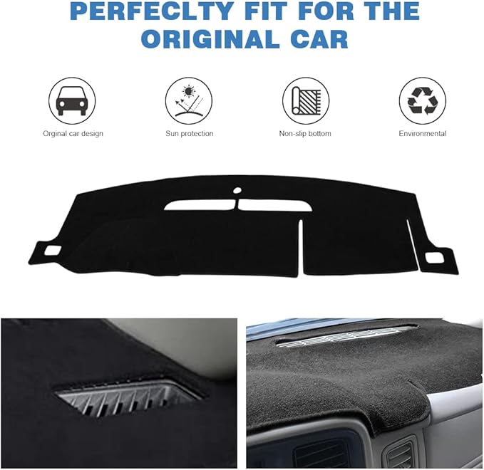 Dashboard Cover Compatible with 2007-2014 Tahoe Avalanche Suburban GMC Yukon Denali 07-13 Sierra SLT Silverado LTZ Dash Cover Mat Black Premium Carpet Without Dash Speaker