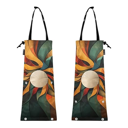 ALAZA Hanging Car Trash Bags Garbage Bag Trash Can for Back Seat Small Geometric Abstract 2 Washable Storage Bag Retractable 2 Pack