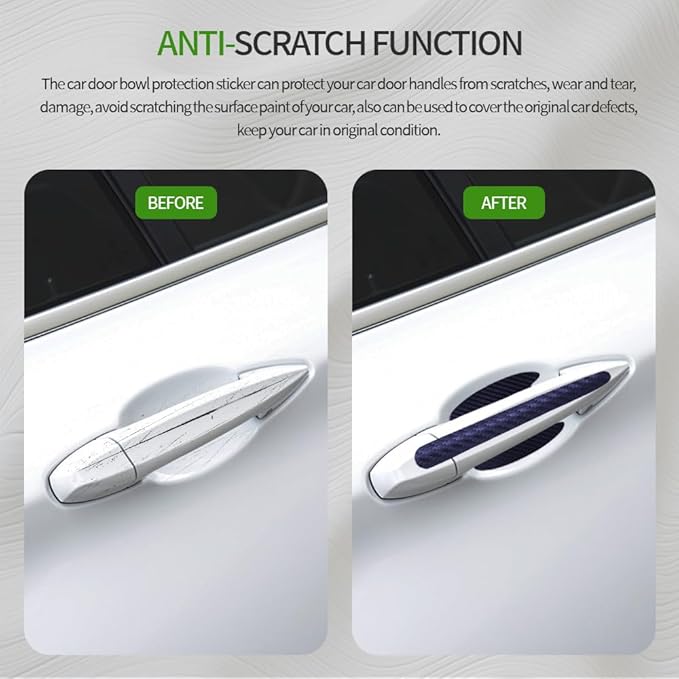 8PCS Car Door Handle Scratch Protectors, Carbon Fiber Car Door Handle Cover Anti Scratch Car Stickers, Universal Car Door Handle Paint Guard Cover, Door Handle Cup Protective Film for Most Vehicles