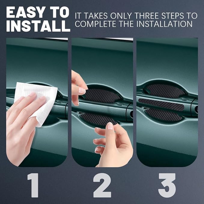 8PCS Car Door Handle Scratch Protectors, Carbon Fiber Car Door Handle Bowl Sticker, Universal Car Door Handle Paint Guard Cover, Auto Exterior Decor Door Handle Cup Protective Film for Most Models
