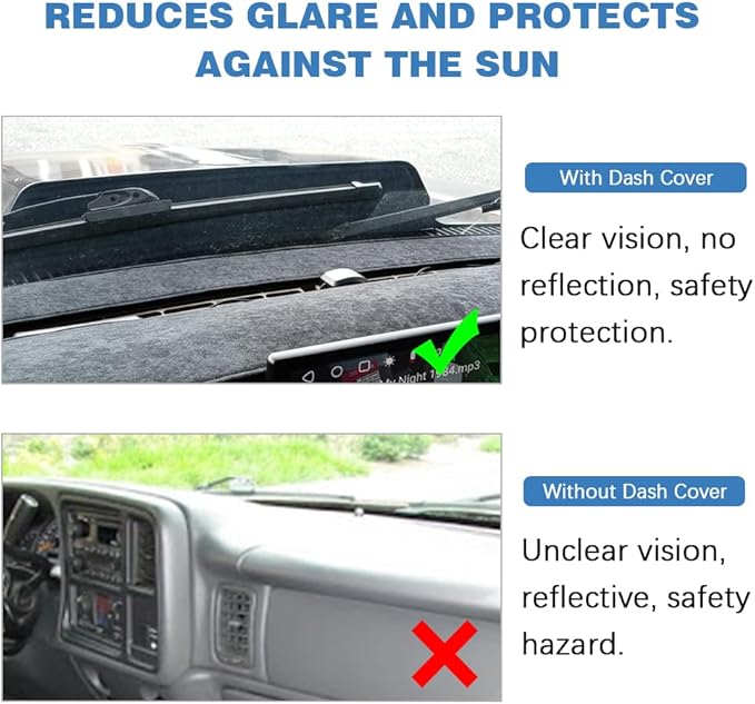 Dashboard Cover Compatible with 1999-2006 Silverado 1500 2500 3500 GMC Sierra Pickup 2000-2006 Avalanche Tahoe Suburban GMC Yukon Dash Cover Mat Black Premium Carpet