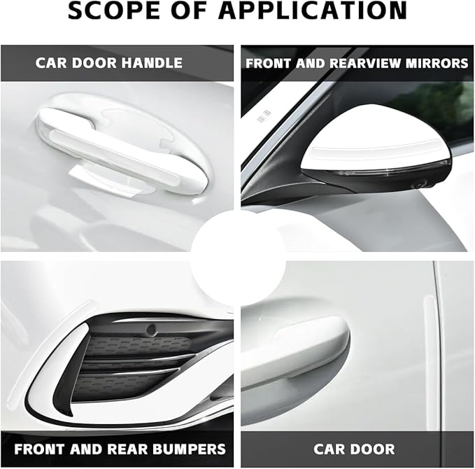 Door Handle Ultra Thin Transparent Protector, 14pcs Scratch Protector Compatible with Most Vehicle Model for Rear View Mirror/Handles/Bumpers/Door Edges