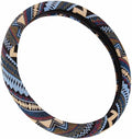 SHIAWASENA Car Steering Wheel Cover, Coarse Flax Cloth, Ethnic Style, Universal 15 Inch Fit, Anti-Slip Sweat-Absorbent (I#)