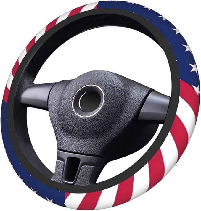 American Flag Steering Wheel Cover for Women Men Girls Car Accessories Decor Anti-Slip Neoprene Auto Steering Wheel Covers Protector Universal 15 Inch