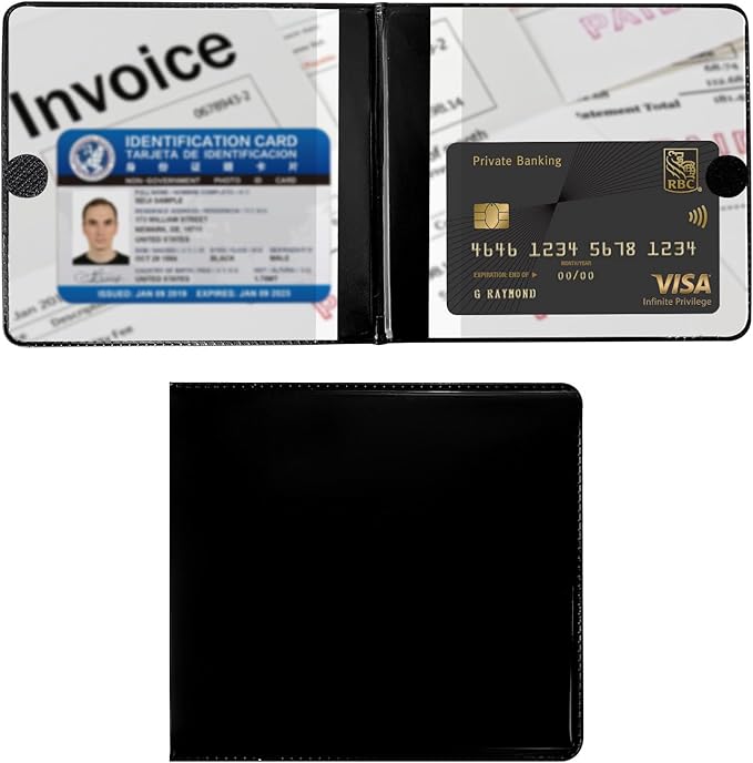 Ziciner Car Registration and Insurance Holder, 5.2"× 4.7" Premium Auto Glove Box Organizer with Closure, Essential Vehicle Document Holder for Card, Driver License (Black)