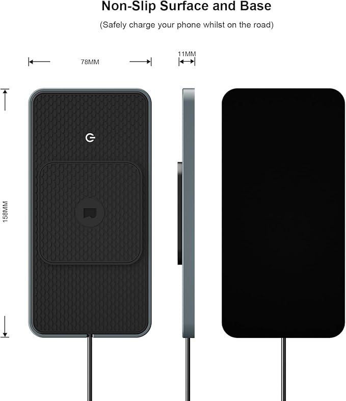 Wireless Car Charger Pad, REESTECQI 15W RGB Wireless Charger for Car Type C Non Slip Charging Pad for Car Compatible with Airpods iPhone16/15/14/13/12, Samsung Google (30CM+ 70CM Extension)