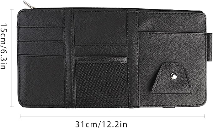 Aturmon 2 Packs Car Sun Visor Multi-Pocket Organizer for SUV & Truck, Auto Visor Storage Pouch with Big Zipper Pocket, Card Sleeve, Driving License, Insurance, Sunglasses, Pen, Key, Lipstick