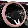 LKWLIKEI Car Steering Wheel Cover, Universal 15 inch, The Latest Microfiber Leather Breathable Technology Fabric, Non-Slip, Comfortable, Warm in Winter and Cool in Summer,Pink