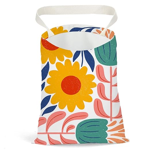 Pykfrhh Danish Floral Car Trash Can, Car Trash Bag Hanging, Waterproof Cars Back Seat Hanging Organizer and Storage Trash Bags for Vehicle Travelling Camping