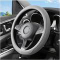 Car Steering Wheel Cover, 14.5-15" Breathable Soft Leather Vehicle Steering Wheel Protector with Anti-Slip Lining, Comfortable Auto Interior Decoration Accessories, Universal Fit (Grey)