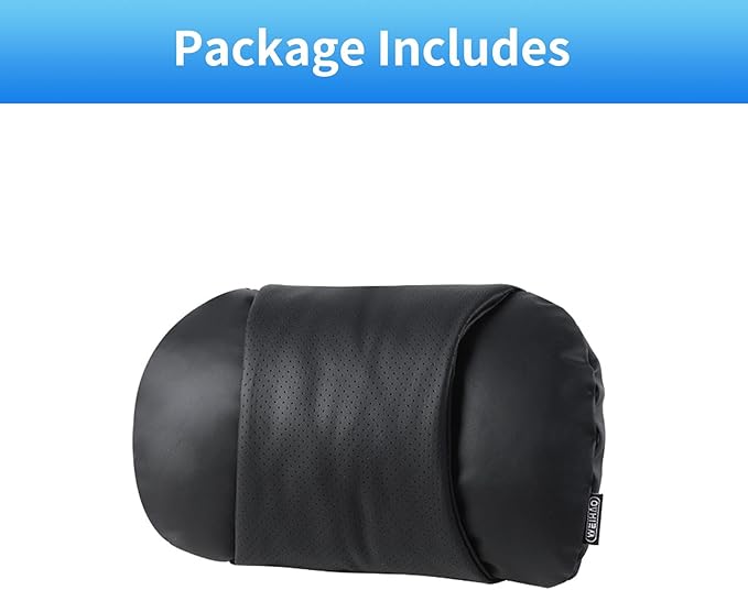WEIHAO Car Neck Pillow with Adjustable Straps, Ergonomic Head Rest Pillow for Car Seat, Soft Leather Headrest Pillow Car Neck Support Pillow for Driving Office Gaming Chairs Neck Pillow (Black-1PC)