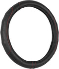 Motor Trend Ergonomic Steering Wheel Cover/Protector for Small Size Steering Wheels in Cars, SUVs, Boats (13.5-14.5") - Grip Drive Pro Comfort Grip (Black/Red Stitching)