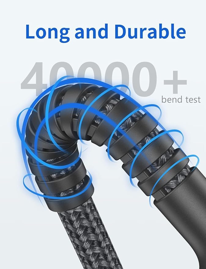 USB C Cable 10FT, USBA to USBC Cable, USBC to C Cable, 2Pack Type C Fast Charging Cables Nylon Braided Cable for iPhone 17/16/15/Pro/Plus/Pro Max/Samsung/LG, with USB C Female to USB A Male Adapter