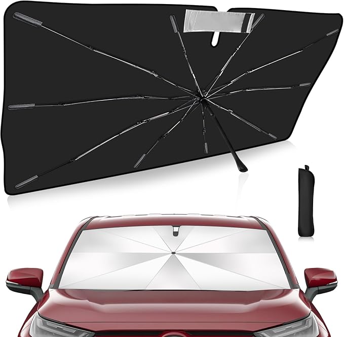 2025 Upgrade Windshield Sun Shade Umbrella Custom Fit RAV4 2019-2025 Foldable UV Protection Car Cover, Emergency Rain Shield & Dashboard Protector - Durable Auto Accessory