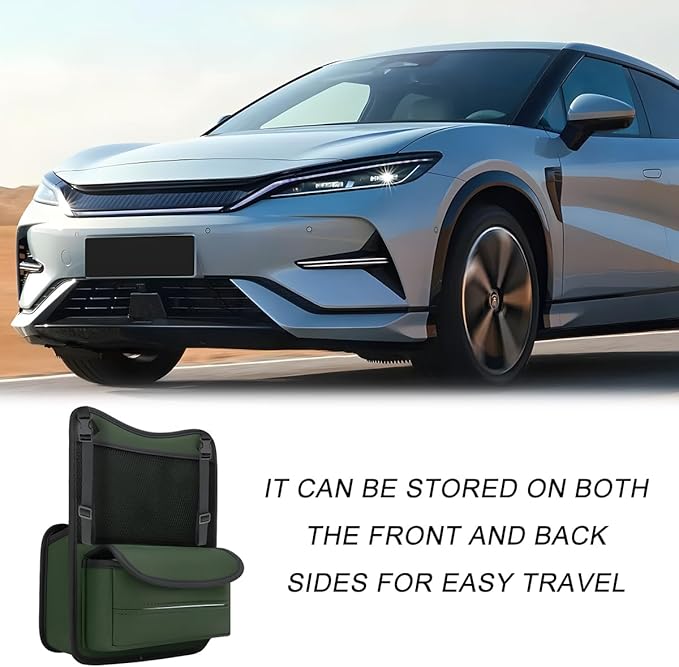 Car Organizer Storage Between Seats, Nappa Leather Large Capacity Vehicle Hanging Handbag Holder for Document Phone, Auto Interior Console Organizer Pocket, Universal Fit (Green)