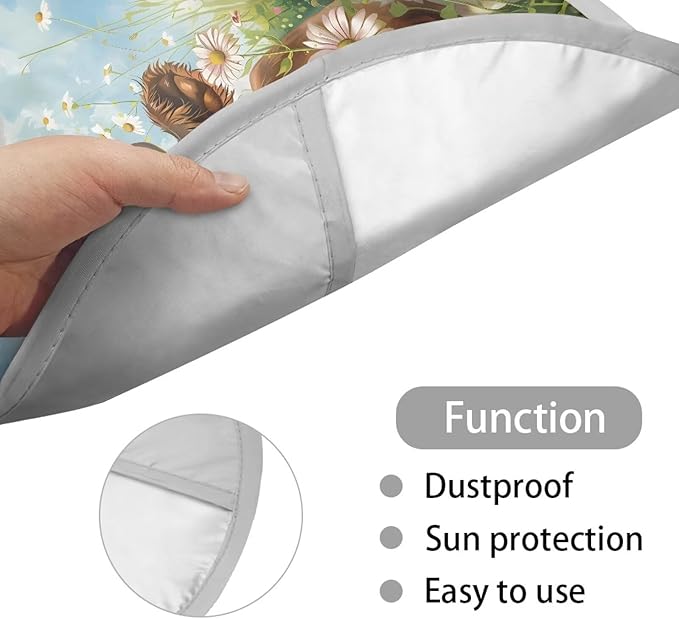 Cow Grass Daisy Flower Pattern Steering Wheel Sun Shade Cover Keep Cool in Summer Steering Wheel Sun Shade Cooling Cover for Car Truck Van SUV Steering Wheels Accessories