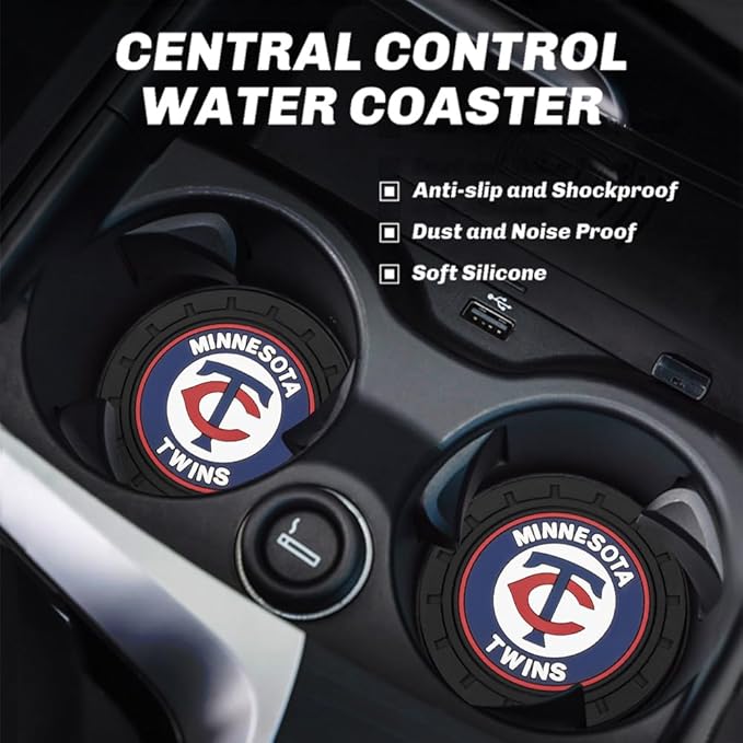 Silicone Twins Car Cup Holder Coasters,Baseball Fans Car Coasters for Minnesota Twins Fans, Non-Slip Universal Fit Cup Holder Insert