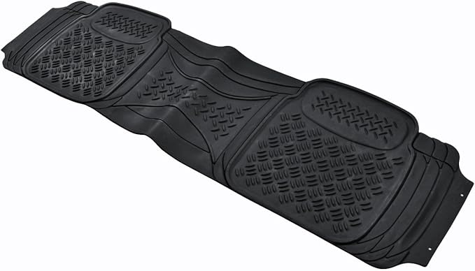BDK MaxDuty Rubber Floor Mat for Car, SUV,Van & Truck - Super Heavy Duty Rubber , Trim to Fit & 3 Piece (Black)