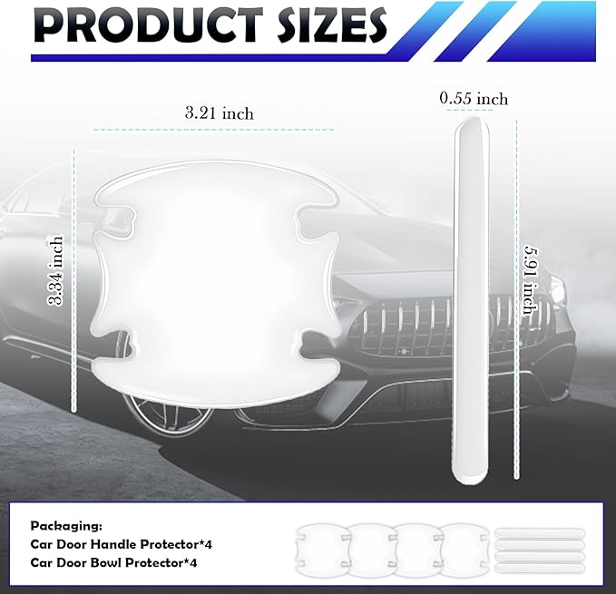 8PCS Car Door Handle Protector,Transparent Car Door Handle Scratch Protector for Protection & Decoration,Universal Cars Handles Protectors Cars Accessories for Most Vehicles