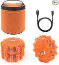 Ecoangel USB Rechargeable LED Road Flares Emergency Lights-Roadside Warning Car Safety Beacon Flashing Disc Flare Kit with Magnetic Base for Vehicles & Boat | 3 Beacon Disc Pack