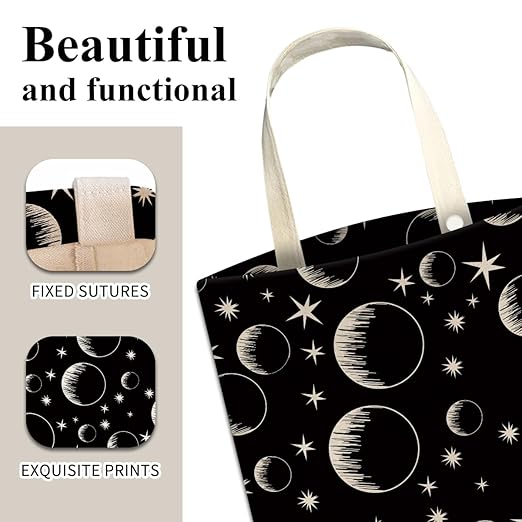 Car Trash Can, Cute Car Trash Bag, Hanging Car Organizer and Storage Bag, Trash Bin for Car Accessories, Vehicle, Travelling, Camping Cute Black White Moon Star