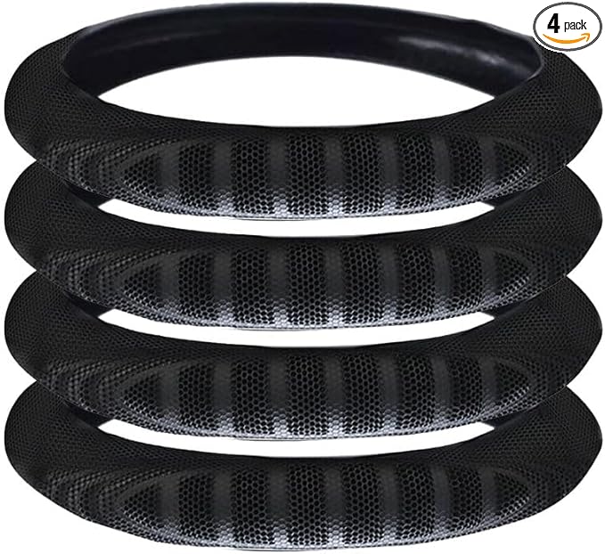 Mytee Products 4 Pack 18" Semi Truck Steering Wheel Cover for Heavy-Duty Trucks - Extra Large Black 18" Steering Wheel Cover Sweatproof, Breathable and Anti-Slip Grip - Vehicle Accessories