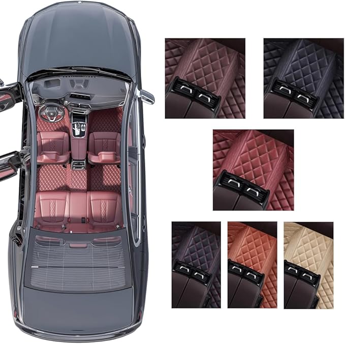 Custom Personalized Floor Mats for Cars，Luxury Full Coverage All Weather Car Floor Mats，Anti-Slip Leather Car Mat Set ，Custom Floor Mats for 99% of Cars, Trucks & SUVs (All Black White)