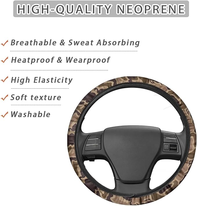 SEANATIVE Duck Camo Car Steering Wheel Cover, Easy to Disassemble, Non-Slip Soft Steering Wheel Cover, Universal Auto Decor Accessiores