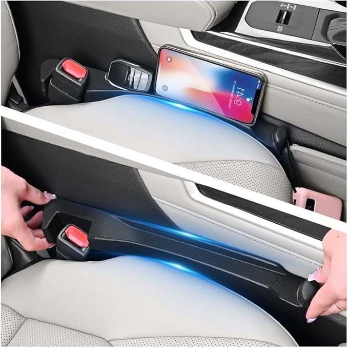 Turcee 2PCS Car Seat Gap Filler Organizer with Storage Slot & Hook,Car Seat Gap Filler Strip for Filling Gaps,Universal & Double-Sided Use Cars Seats Gaps Plug Cars Interior Accessories