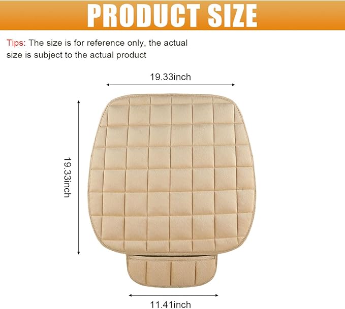 YoRise Car Seat Cushion, Soft Plush Auto Seat Pad with Storage Pocket, Car Driver Seats Protector Cover with Non-Slip Rubber Bottom, Winter Vehicle Accessory for SUV, Truck, Home, Office (Beige)