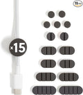 U Brands Adhesive Cord Organizers, Set of 15 Cable Clips, Office Desk Accessories, Office Supplies, Soft Touch Matte Black