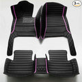 KaiLaiCarCustom Automotive Car Floor Mats for 99.99% Sedan SUV Sports Car Men Women Protection Full Coverage Pads Anti-Slip Leather Floor Lining… (Black+Pink Bars)
