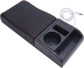 Center Console Armrest Box Cover Adjustable Length with USB Charging Port Cup Holder Universal for Most Vehicles (Red Line)