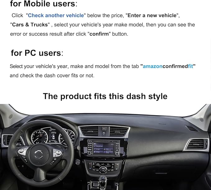 Dash Cover Mat Custom Fit for Nissan Sentra Dashboard Pad Carpet Protector F246 (Darkgray)