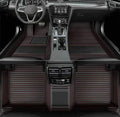Custom Personalized Floor Mats for Cars，Luxury Full Coverage All Weather Car Floor Mats，Anti-Slip Leather Car Mat Set ，Custom Floor Mats for 99% of Cars, Trucks & SUVs (Streak Black red)