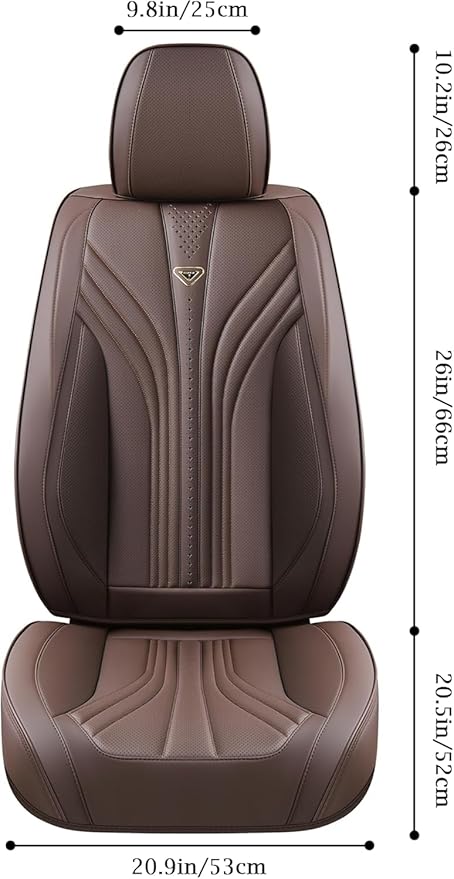 FLORICH Car Seat Covers, Dark&Brown Leather Car Seat Covers Front Seats, Premium Leatherette Car Seat Cushion for Cars, Automotive Seat Protectors Universal Fit for Most Sedans Cars SUV Trucks