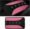 Mandark Bling Leather Car Center Console Cover, Crystal Rhinestone Vehicle Armrest Seat Box Protector, Waterproof Non-Slip Auto Arm Rest Decor Cushion, Universal for SUV, Truck, RV（Pink）