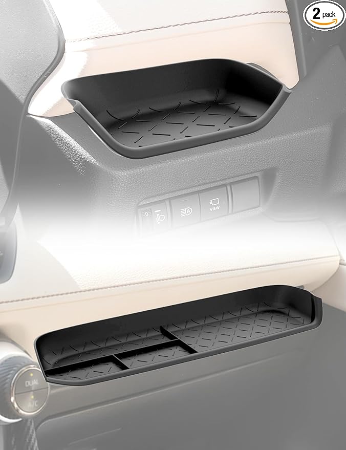 HZCZLO Storage Organizer Tray Compatible with Toyota RAV4 2025-2019 Accessories, Driver's Storage Insert Mat,Passenger Storage Organizer Silicone Mat for Toyota RAV4 2024-2020, 2Pcs