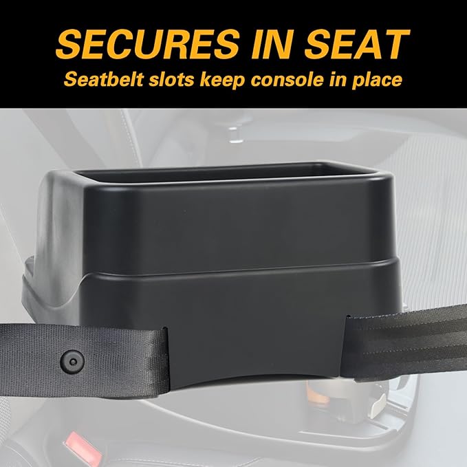 Zinytrae Universal Big Center Console for Cars, Trucks, Minivans, SUVs, Car Console Organizer with 2 Adjustable Cup Holders, Seatbelt for Secure Hold Car Seat Organizer, Truck Floor Console