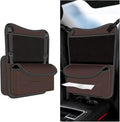 Car Organizer Storage Between Seats, Nappa Leather Large Capacity Vehicle Hanging Handbag Holder for Document Phone, Auto Interior Console Organizer Pocket, Universal Fit (Brown)