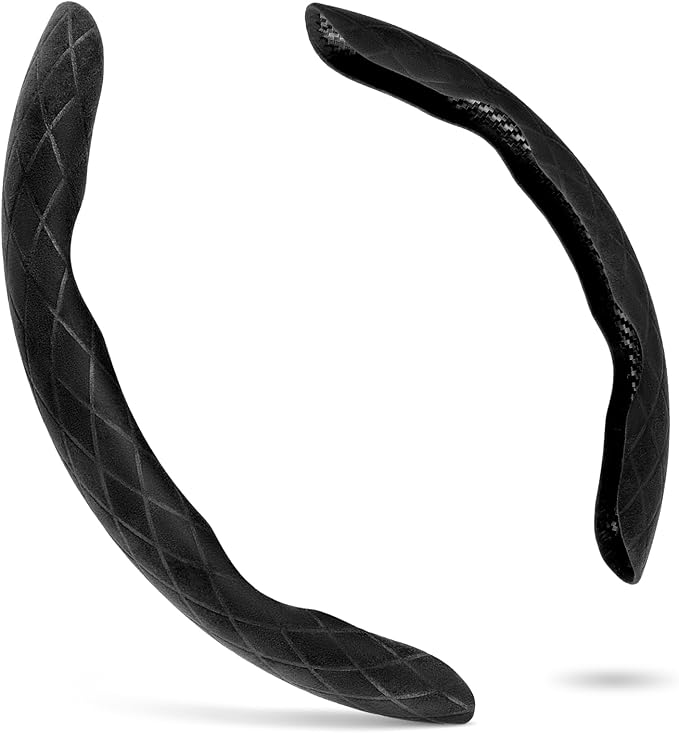 PAUUOOA 2 Piece Alcantara Steering Wheel Cover - Split Sport Design for D & O Shape Wheels, Soft Touch · Anti-Slip Grip · All Season Comfort · Durable Luxury Material for Performance Cars