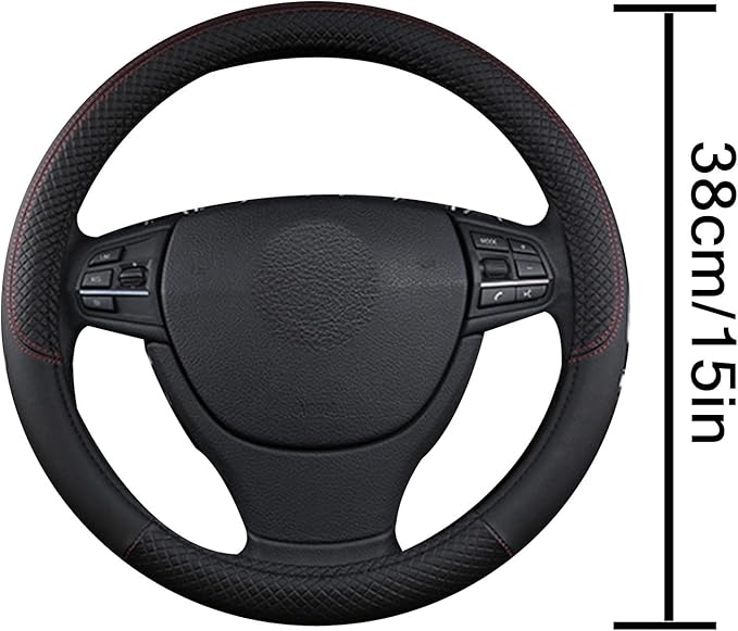 Steering Wheel Cover for VW Volkswagen Taos 2022 2023 2024 2025, Leather Easy Installation Car Interior Accessories Breathable Auto Protector Non Slip Grip,Black
