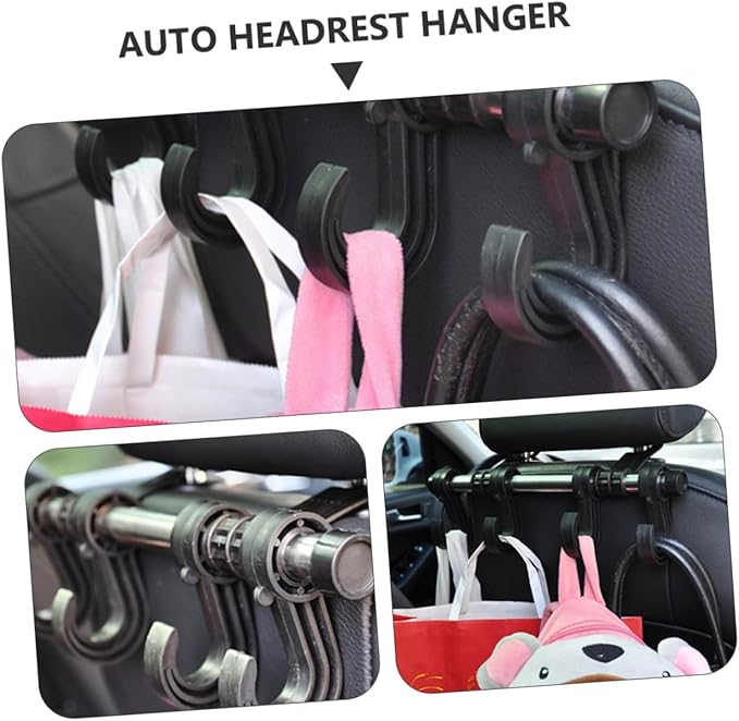 Vaguelly 2pcs Car Headrest Hook Backseat Storage Hanger for Handbags Coats Umbrellas and Material for Vehicle Organization