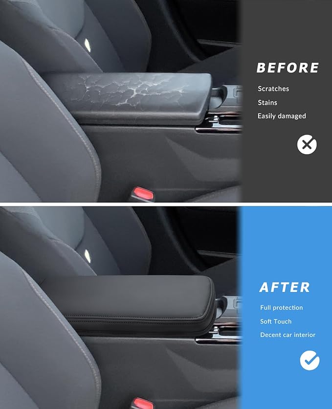 INTGET Center Console Cover for 2026 Toyota Prius Accessories 2023 2024 2025 LE XLE Limited Car Interior Leather Middle Armrest Arm Rest Lid Cushion Pad Protector (2023+, Black Stitches)