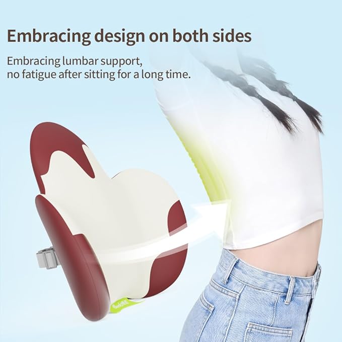 Lumbar Support Pillow for Office Chair, Car Back Support with Memory Foam, Support for Lower Back Pain Relief Lumbar Pillows, Ergonomic Back Cushion for Desk Chair, Sofa, Bed, Car Seat (Red/White)